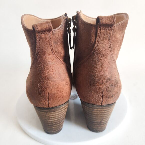 Franco Sarto Huette Boho Leather Western Ankle Boots Booties Size 7.5 Block Heel - Picture 3 of 8